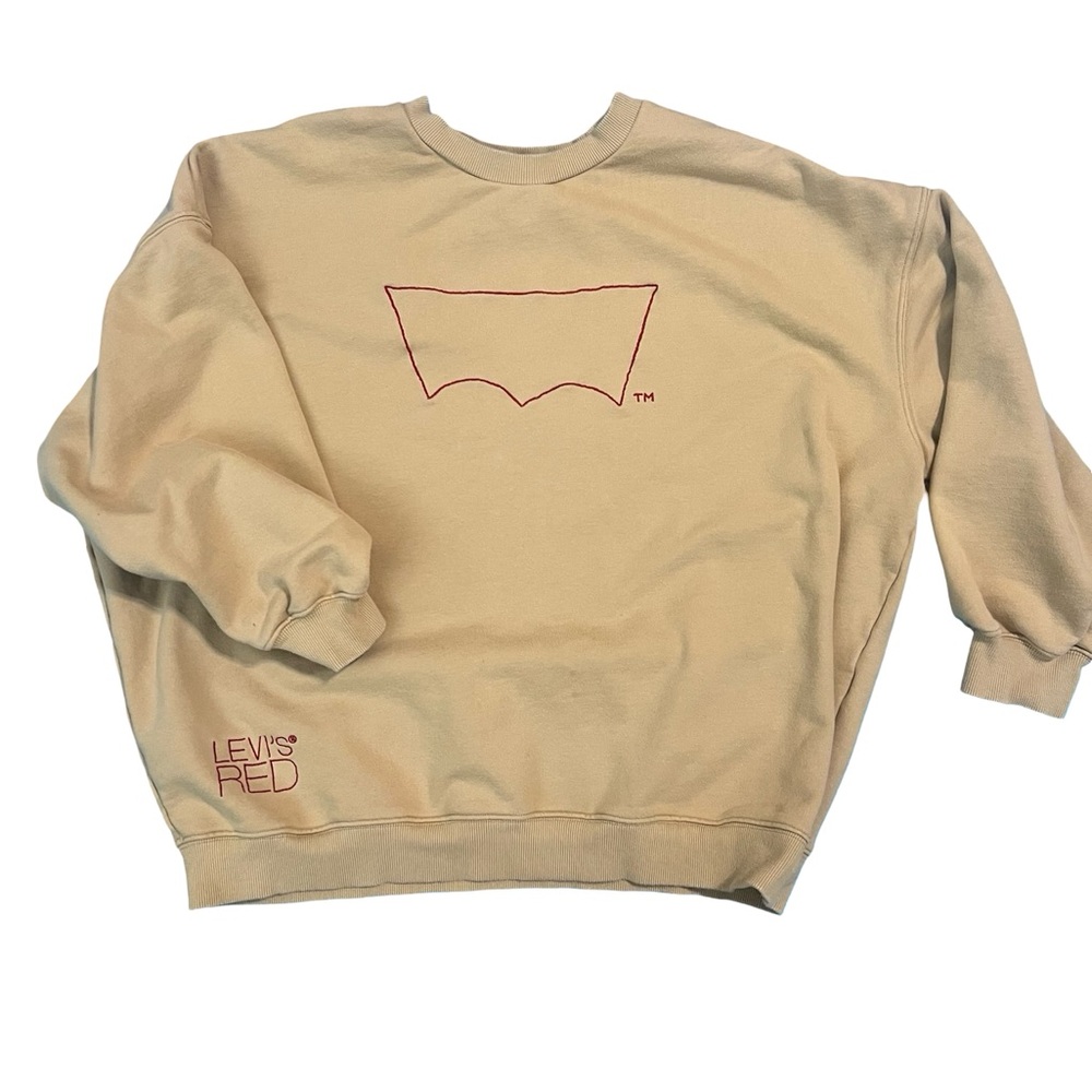 Levi's Red Collection Tan Crewneck Logo Sweatshirt, Unisex, Large, limited - Picture 9 of 12